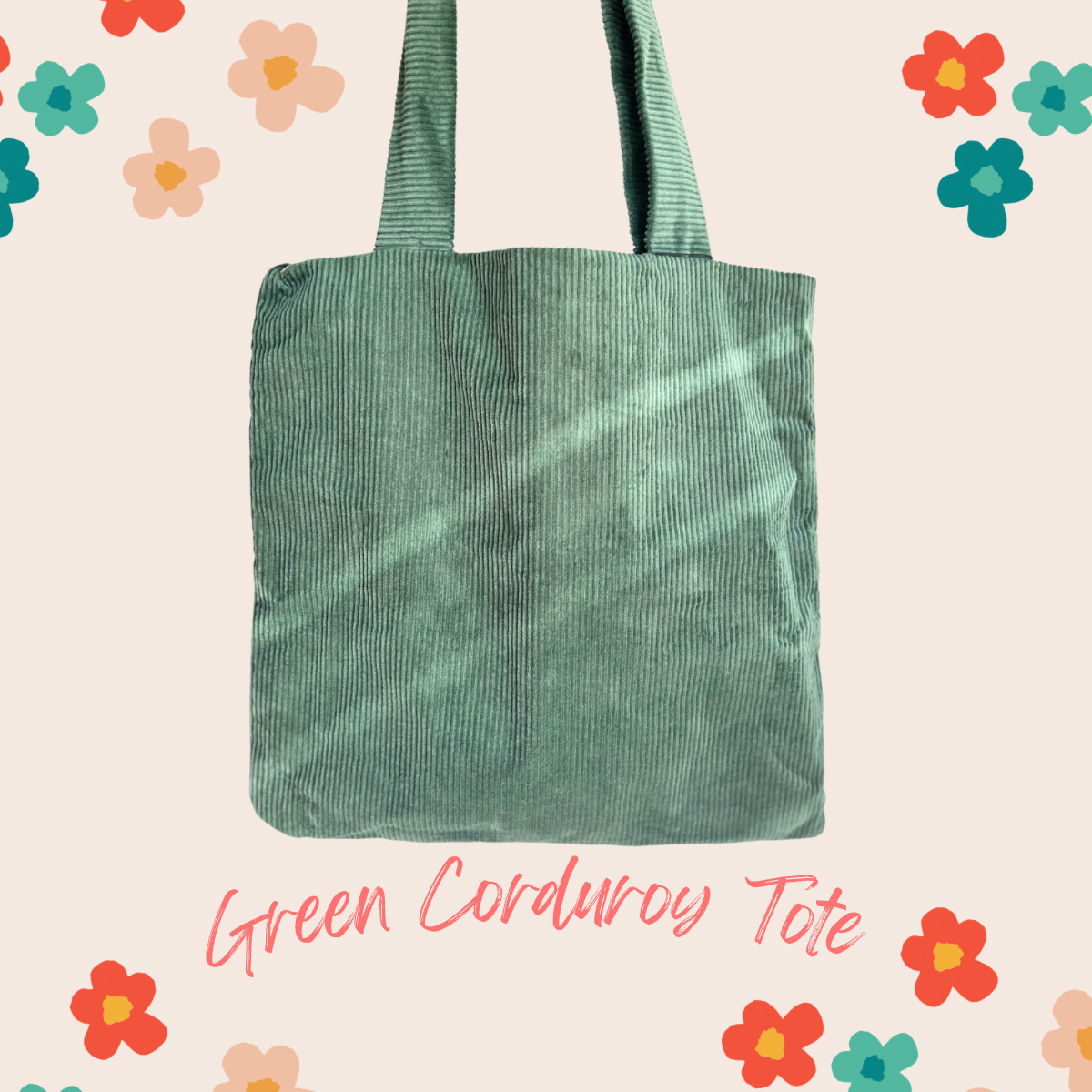 Green Corduroy Tote