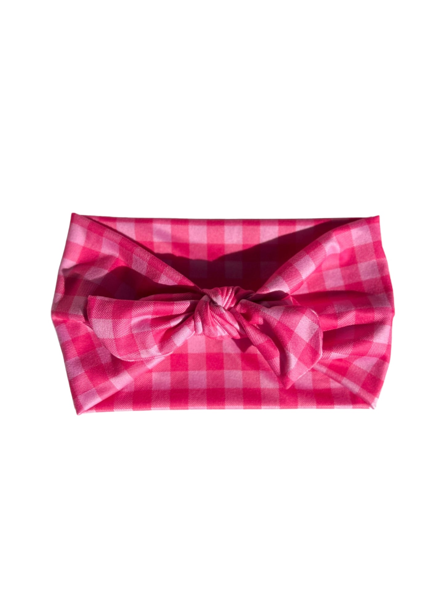 Dark Pink Plaid Headband