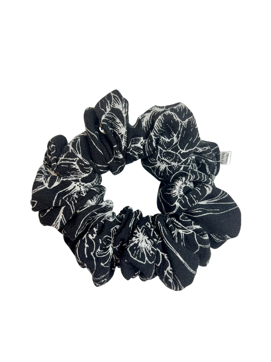 Black Floral Scrunchie